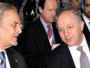 Foreign Ministers Prince Saud al-Faisal bin Abdulaziz al-Saud (left), of Saudi Arabia, and Laurent Fabius, of France, at an earlier meeting in Marrakech. Saudi Arabia and France have called for a stable Egypt and for the international community to up their support for the Syrian opposition. (AFP/File)