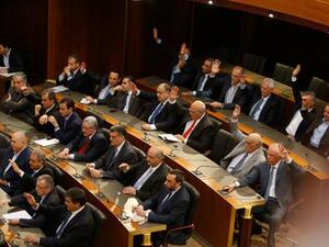 Lawmakers attend a Parliament session in Beirut on Friday. Image via The Daily Star
