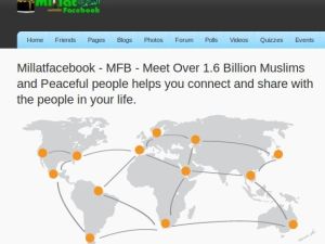 Millat Facebook's homepage- It is viewed as a Facebook alternative for Muslims.
