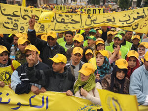 Thousands of Moroccans took to the streets to protest unemployment and economic reforms on Sunday (FADEL SENNA / AFP)