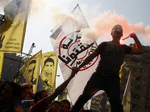 Supporters of Egyptian ousted president Mohamed Morsi and of the Muslim brotherhood movement demonstrate against the military in Cairo's eastern Nasr City district. (AFP)
