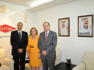 Jamel Attal, Dow’s Managing Director in Kuwait, U.S. Ambassador Deborah Jones and Markus Wildi, Vice President of Corporate Development in Kuwait and President of Dow Middle East