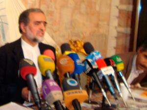 Mahmoud Hassan Zada at the press conference in Sana'a.