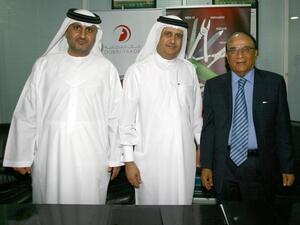 Jamal Majid Bin Thaniah, Group CEO, Port & Free Zone World, and Chairman, Dubai Trade; Arif Lakhani, Chief Executive Vice President, Habib Bank AG Zurich; and Mahmood Al Bastaki, Director, Dubai Trade