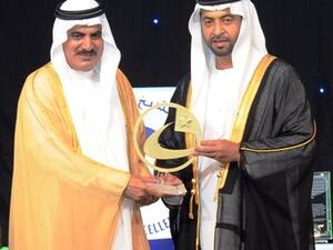 Sheikh Hamdan bin Zayed presents the award to Ali Al Jarwan, ADMA-OPCO CEO