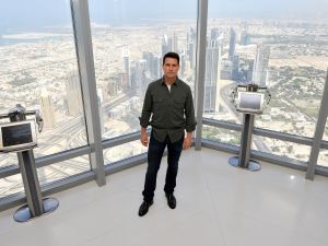 Tom Cruise paid Dubai a visit to promote "Mission Impossible: Ghost Protocol", which involved stunts of him dangling from Burj 
Khalifa, the world's tallest building.