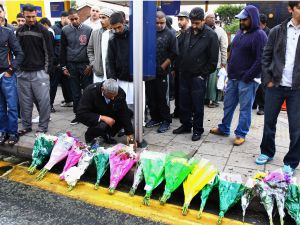 Birmingham's Muslim British community are grieving their 3 losses - young men killed in a hit-and-run by black youths
on a looting-fever rampage.