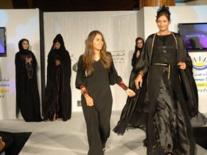 Models present creations by Abu Dhabi designer Wafa Al Katheri at the Dubai Fashion Week. Image used for illustrative purposes, by 'Omani Princess'
