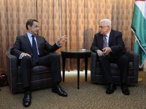 لقاء بين الرئيس الفلسطيني محمود عباس والرئيس الفرنسي نيكولا ساركوزي في نيويورك ا