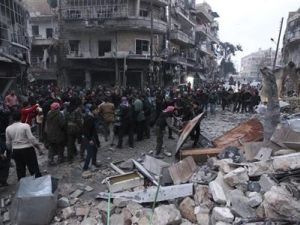 موقع سقوط صاروخ في حلب
