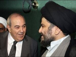 Iyad Allawi talks with Muqtada Sadr