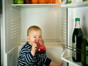 More than milk and veg in this dark fridge:  the teen Turkish mother reportedly hid the dead baby's body in her dorm refrigerator (Image used for illustrative purposes: kid in fridge/ Shutterstock)