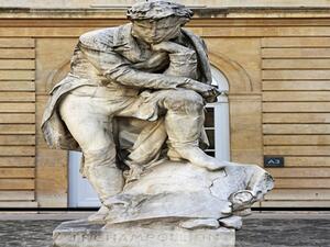 The statue was carved in 1875 by Frédéric-Auguste Bartholdi and is located in the main courtyard of the Collège de France. (Photo courtesy of Al Ahram Online)