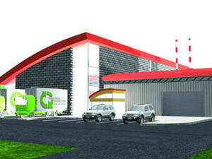 A computer image of the proposed battery recycling factory in Mesaieed.
