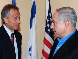 رئيس الوزراء الاسرائيلي بنيامين نتانياهو ومبعوث اللجنة الرباعية توني بلير 
