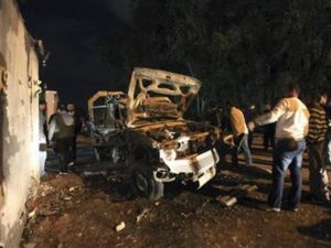 موقع انفجار في بنغازي يوم الاربعاء
