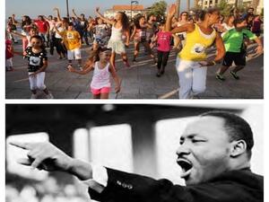 Hundreds of Lebanese people have taken part in "Dance the Dream", a flash-mob dance project that aims to honour the 50th anniversary of Martin Luther Kings march on Washington. (Images via The Daily Star/writespirit.net/Al Bawaba)
