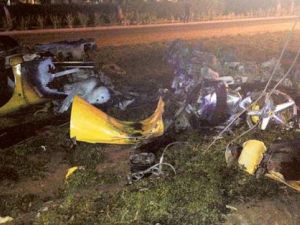 A high-speed collision killed a driver, destroying his Ferrari. (source: Dubai Traffic Prosecution)