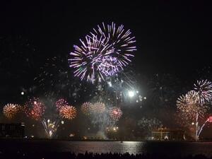 UAE broke the world record for the biggest fireworks display on Wednesday (Sahdi Ibrahim/AFP)