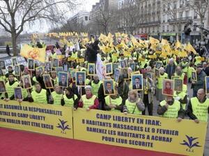 تظاهرة في فرنسا لدعم المعارضين الايرانيين في معسكر ليبرتي