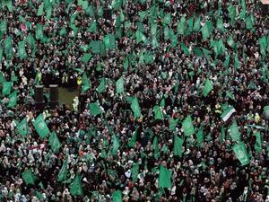 Saturday's rally (Photo courtesy of Mahmud Hams / AFP)