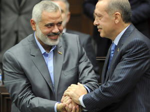 Turkish PM Erdogan has met previously with other Hamas leaders such as Ismail Haniyeh within the past year (Reuters)
