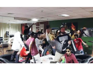 Screengrab from the 'Do The Harlem Shake SAE Dubai - Da Fak Habibi' video filmed at the SAE Institute in Dubai.