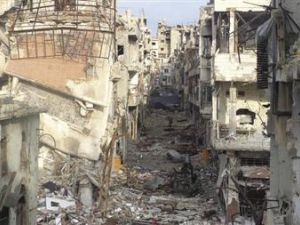 اثار للدمار في حمص
