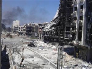 مباني مدمرة في حمص