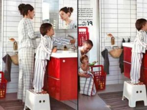 Women are missing from several images in the Saudi version of the Ikea catalogue
