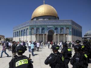 The extremist settlers who were led by a radical rabbi were protected by Israeli police when they stormed Al Aqsa Sunday (File Archive/AFP)