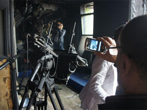 Al-Jazeera Mubasher Misr's studio overlooking Tahrir square was torched by unknown assailants, November 2012 (Photo courtesy of Ahram Online/ Zeinab El Gundy)