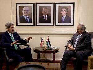 وزير الخارجية الاردني ناصر جودة خلال لقائه كيري في عمان
