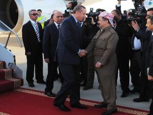 Kurds' Barzani and Turks' Erdogan have previously met, but Saturday's meeting represents the first time that the two leaders have met in the Kurdish region of Turkey (Courtesy of the Kurdistan Regional Government)