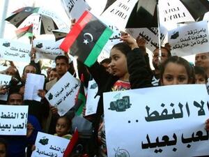Libyans took to the streets in Tripoli this week in protest of months-long blockades of oil terminals (Mahmud Turkia/AFP)