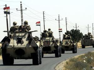 Egyptian military vehicles drive through Sinai, Egypt. AFP image for illustrative purposes.