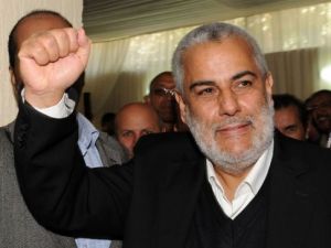 عبد الاله بن كيران الامين العام لحزب العدالة والتنمية لدى وصوله مقر الحزب في الرباط