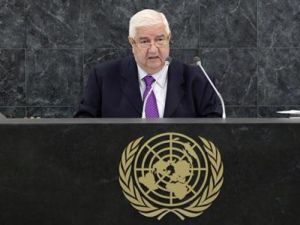 وزير الخارجية السوري وليد المعلم في نيويورك يوم الإثنين
