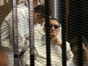 Former president Mubarak's retrial started earlier this year, but was delayed in April after the presiding judge resigned from the hearing minutes after the trial began (AFP/Getty Images)