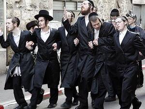 A group of young Orthodox Jews in Jerusalem. 