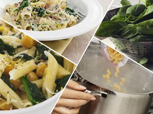 حضري الباستا مع السبانخ والطماطم المجففة