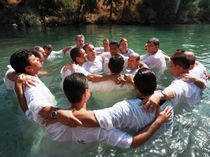 Baptism site at Jordan river believed to be where Jesus himself was baptized is the site of many Christian Arab baptisms today. 