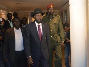 رئيس جنوب السودان سيلفا كير قبل جلسة مباحثات في اديس ابابا 
