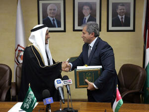 Jordan's then-Planning Minister Jafar Hassan signed a deal with the Saudi Fund for Development in February 2013 for development-related projects (Courtesy of the Jordan Times)