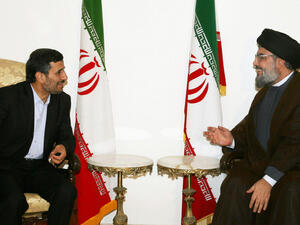 Hezbollah chief Hassan Nasrallah with Iran President Mahmoud Ahmadinejad