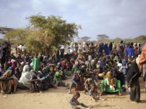 لاجئون صوماليون في مركز تسجيل في دداب