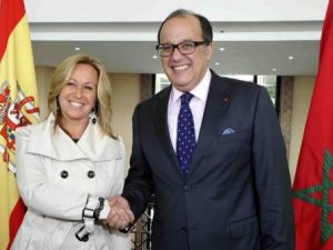 وزيرة الخارجية الاسبانية ترينيداد خيمينيث ونظيرها المغربي الطيب الفاسي الفهري في الرباط 
