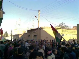 متظاهرون في عامودا

