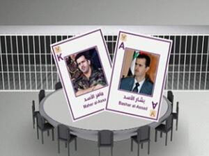 President Assad holds number one in the deck of cards. His brother Maher al-Assad, the commander of the Republican Guard and the army's elite Fourth Armoured Division, holds number two. (Al Arabiya)