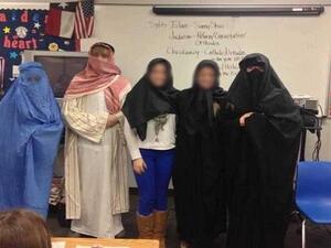 A Texas parent disapproved of this photo of pupils wearing Islamic garb. (Image courtesy: Facebook)